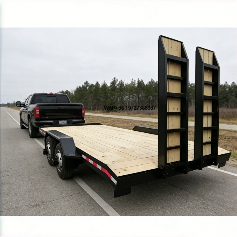 Heavy Equipment Hauling - Tandemasserige aanhangwagen met houten dek en
