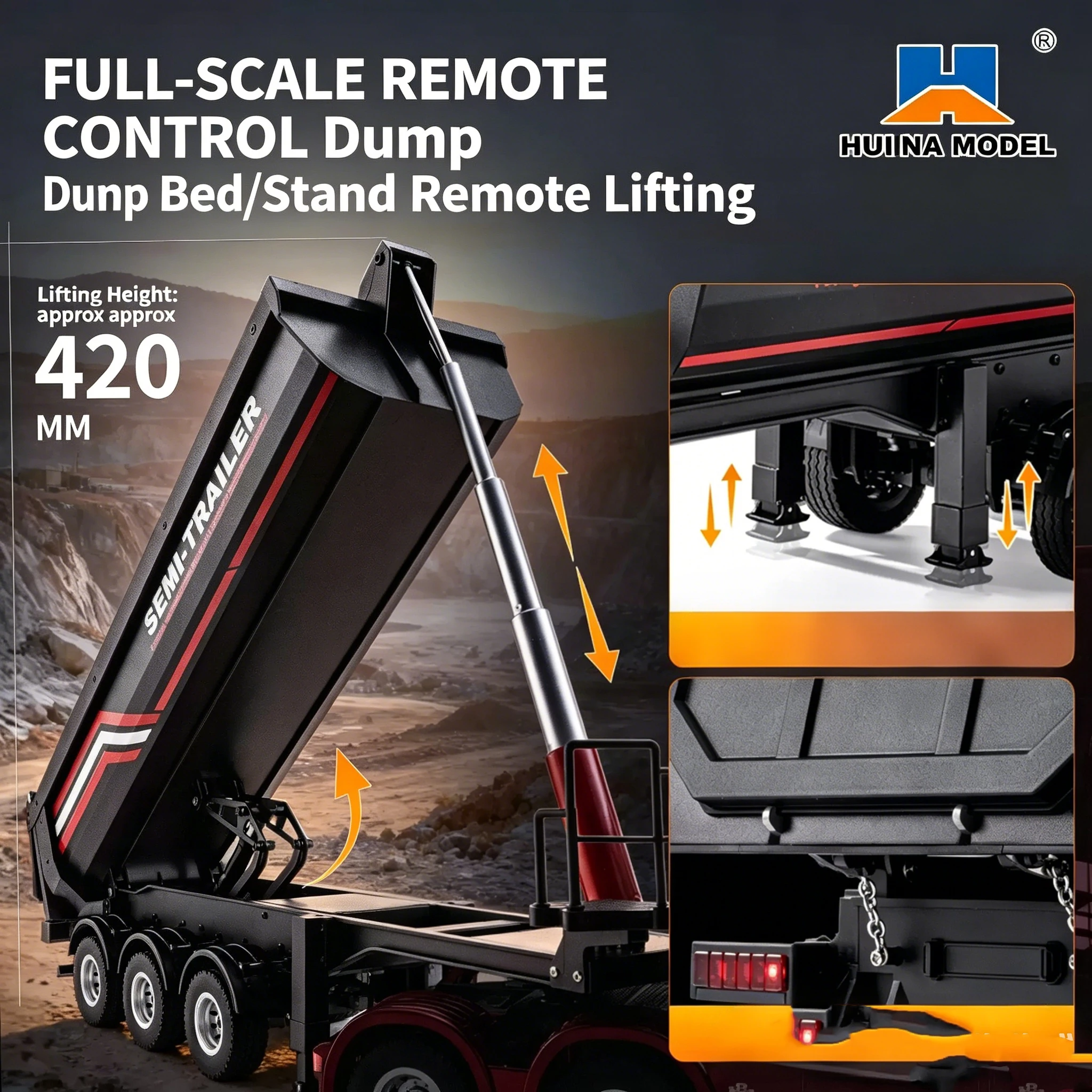 HUINA 1509 1/18 19CH Semi-trai - Dump Truck Toy recensie en prijs