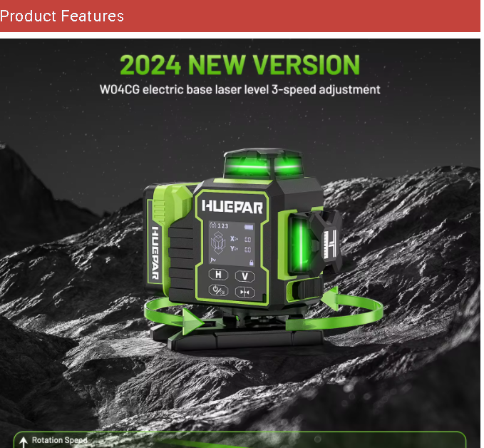 2026 Huepar W04CG Groene Laser - Laser Level Rotary recensie en prijs