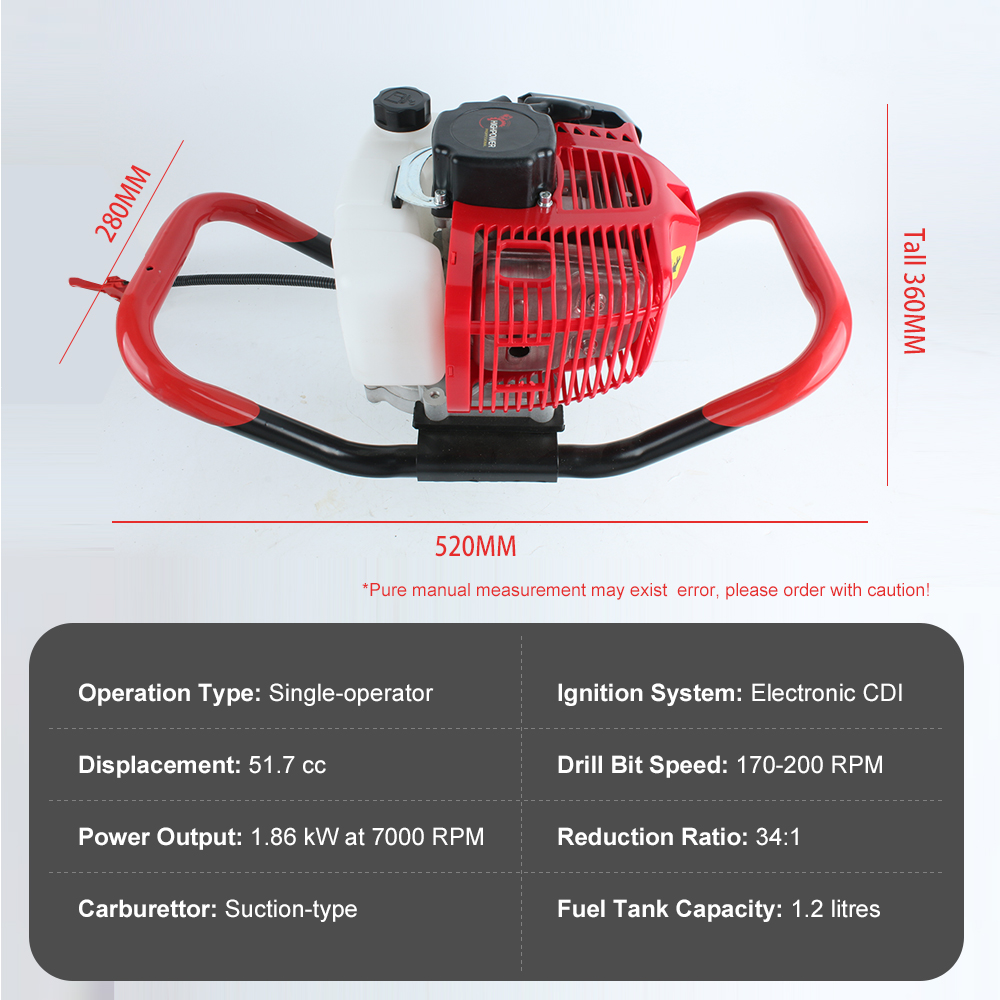 1,86 kW Gasgestookte grondboor - Post Hole Digger recensie en prijs
